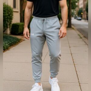 UNDER ARMOUR Men’s Athletic Joggers Light Gray =Size M=